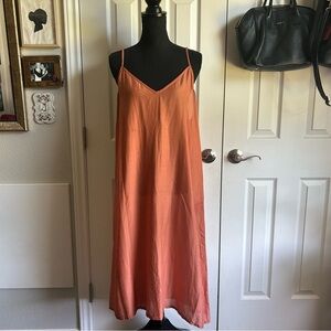 Roller Rabbit orange lagenlook layering semi sheer boho sleeveless midi dress